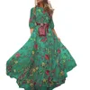 Casual Dresses Cocktail Party Dress Floral Vintage Print A-line Maxi With French Style Three Quarter Sleeves Women's High