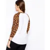 plus Size Raglan Sleeve Casual Leopard Top Women Quarters Sleeve Round Neck White Spring Elegant Fi Blouse T-shirt 6XL 7XL I1md#