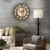 Wall Clocks Round Cedar Iron Art Hanging Clock Solid Wood Home Silent