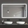 Écran intelligent LED pour salle de bain, miroir HD mural de maquillage lumineux, lumière blanche, simple touche (norme américaine), 1 pièce