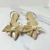 أحذية غير رسمية Traf Velvet Bow Sandals للنساء فائقة الانهيار مربع كعب سليفيس براءة اختراع حلوة من الجلد المدبب رأس مدبب الرأس