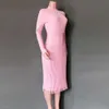 Vestido Slim de Malha Plissada de Lã Pure Color 237020