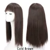 Perucas SHANGKE sintética longa reta com franja perucas para mulheres preto marrom cinza cabelo de fibra resistente ao calor