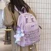 Sacs d'école grande capacité lavande sacs à dos femmes coréen maille sac à dos étanche pour adolescente filles ordinateur portable voyage Mochila