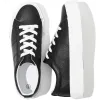 UOIDRU Zapatos deportivos blancos de cuero PU para mujer, informales, con cordones, tenis, moda, parte superior baja, suela gruesa
