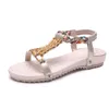 Casual Shoes Summer Flat Sandals for Women 2024 Gold Orthopedic Without Heell Silver Roman Modes Rhinestone Sandal