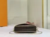 Designer di lusso New Wave Multi Crossbody Pochette in pelle M56461 Borsa a tracolla viola in tela marrone con cinturino