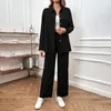 Vêtements de sport pour femmes, automne/hiver, couleur unie, pantalon haut habillé, costume pour mariage, combinaisons à jambes larges pour femmes