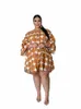 Plus Size Party Dres Casual Zomer 2022 Nieuwe Dot Print Ruche Mouwen Elegante Rok Groothandel Dropship K07J #