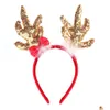 Decorações de Natal Rena Headbands Deer Horns Cabeça Adorno no Cabelo Acessórios Ano Novo Entrega Home Jardim Festivo Dhn8t