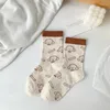 Femmes chaussettes mignon pour Style coréen mode printemps été chiens décontracté dessin animé respirant coton équipage élastique nouveautés