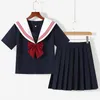 basic Navy Sailor Suit Japanese School Uniform Schoolgirl Seifuku Student Anime Cosplay Costume Women Sexy JK Pleated Skirt 383w#