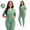 new Nurse Uniform for Women Nursing Solid Surgical Gown High-quality Doctor Scrub Sets Unisex Hospital Work Wear Wholesale Price W0RP#