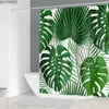 Cortinas de chuveiro plantas folhas impressão cortina para decoração do banheiro folha banana durável banho tecido poliéster com 12 ganchos