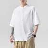 T-shirt da uomo T-shirt Hip Hop Streetwear Lino Casual 2023 Estate maniche corte Nero Bianco Tshirt Tees Camicia oversize 5Xl Drop Deliv Dhcvq