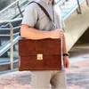 luxury Leather Briefcases For Men Executive Busin Office Notebook 16 Inch Laptop Handbag Shoulder Square Side Crossbody Bag V0eH#