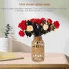 Vaser Saweed Rattan Glass Vase Retro Home Decor Vintage Floral Container Simple Table