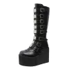 Stivali design del marchio femminile zeppe alti tacchi alti stivali alti stivali neri stivali donne 2022 scarpe cosplay gothic botas femenina