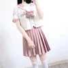 2021 Pink White JK Uniform Summer Short Sleeve Japanese School Uniforms Girls Sailor Sets Pleated Skirt JK Uniform COS Costumes j8eb#