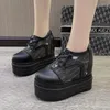 Casual Shoes Spring Women Ankle Boots 2024 Fashion Winter Ladies Platform 10cm High Wedges Leather Woman Chunky Black Sneakers