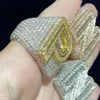 Fábrica personalizada Real S Sier 9K 10K 14K Ouro sólido Moissanite Diamante Moda Hip Pop Anel para homens