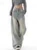 Jeans pour femmes Baggy Wide Leg Femmes Qualité Haute Taille Denim Pantalon Bleu Clair Pleine Longueur Coréenne Mode Streetwear Y2K