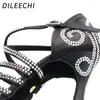 Chaussures de danse DILEECHI Latin Satin brillant Double strass femmes Salsa femme salle de bal danse peau noire