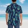 Men's Casual Shirts Summer Shirt Beach Animal Design Blouses Peacock Bird Feathers Elegant Men Short Sleeve Harajuku Clothes