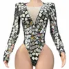 Novo Sparkly Sier Mirrors Bodysuit Sexy LgSleeves_eotard Gogo Stage Performance BirthdayCelebrate Dance Costume Rave Outfit Y4KH #