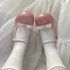 Chaussures décontractées en cuir verni rose cristal Mary Janes femmes mignon noeud papillon bas talons carrés Lolita femme Y2K bride à la cheville filles pompes