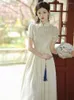 Vêtements ethniques 2024 Robe traditionnelle chinoise Qipao Oriental Vintage Rétro Lady Style français Cheongsam Fleur Broderie