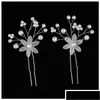 Grampos de cabelo Barrettes Flor Branca D Hairpin Pearl Pins Jóias Acessórios para Mulheres Cabeça Ornamentos Hairpins Headwear Drop Delivery Ha Otank