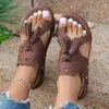 Casual Shoes 2024 Summer Fashion Women Sandals Leather Buckle For Thong Gladiator Flat Beach Female Zapatos Mujer