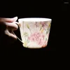 Tasses soucoupes petite tasse en céramique fraîche porcelaine à os élevé fleur oiseau herbe tasse à thé après-midi eau café ensemble de quatre