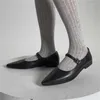Casual Schuhe Schnalle Für Damen Spitzen Zehen Vorderen Riemen Low Heels Nähen Linien Weibliche PU Leder Chassure Femme Flach Zapatos mujer