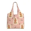 Shopping Bags Kawaii Print Capybara Squad Tote Bag Durable Canvas Shoulder Shopper Pography Handbags