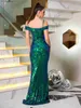 Grundlegende Freizeitkleider Grn Off Shoulder Split Elegantes langes Maxikleid Abendparty Cocktail-Abschlussballkleid T240330