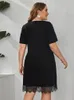 Vestidos de festa 4xl verão preto midi para mulheres plus size midiskirt manga curta oversize saia escritório senhora roupas casuais streetwear