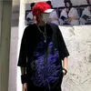 T-shirt da donna T-shirt punk T-shirt da donna Camicia da uomo a maniche corte Trend Wild Harajuku Style Dark Black Cross Graffiti 2024 Summer Top Goth