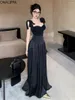 Sukienki robocze Onealippa czarne dwuczęściowe zestawy spódnicy damskie seksowne koronkowe łuki dolne zbiornik na szyję elastyczne talia