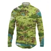 Mäns casual skjortor Green Plant Map 3D Printed Shirt Style Fashion Trendy Long -Sleeved