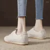 Swobodne buty koronkowe damskie trampki płaskie zamsz skórzane skórzanie startowe pojedyncze okrągłe palce miłośnicy wygody spacerują w Mujer