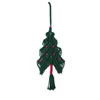 Tapisserier Macrame Christmas Tree Wall Hanging Tapestry Tassels Bells Handmade Boho Decoration Bohemian Decor for Living Room Kid Gift