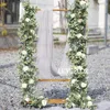 Kwiaty dekoracyjne 1,85 m róża sztuczna jedwabna sztuczna girlandia na wesele pokój domowy dekoracja ogrodowa łuk DIY Fake Roślina winorośli dekoracje ścienne