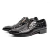 Chaussures décontractées grande taille hommes mode robe de soirée de mariage en cuir véritable bout pointu noir rouge Oxfords chaussure motif crocodile chaussures