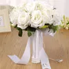 Bridal Bridasmaid Buequet White Silk Frs Roses Bride Boutniere Mariage Boudquet Accories F5Go#