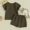 Ensembles de vêtements pour enfants en bas âge, tenues pour bébés garçons, T-shirt à manches courtes et col ras du cou, taille élastique, ensemble de vêtements d'été