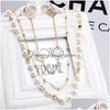 Strands, Strings New Bohemian Mti Layer Chain Strands Long Necklaces For Women Vintage Gold Hollow Flower Pearl Sweater Neck Dhgarden Dhuuz