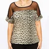 Plus la taille à manches courtes imprimé léopard été t-shirt décontracté femmes maille patchwork lâche top femme grande taille tee 5XL 6XL 7XL 8XL r2MZ #