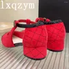 Casual Shoes Women Square Heels Round Toe Sandals Sell Fashion Pumps Buckle Strap Soft Ladies Genuine Leather Mujer